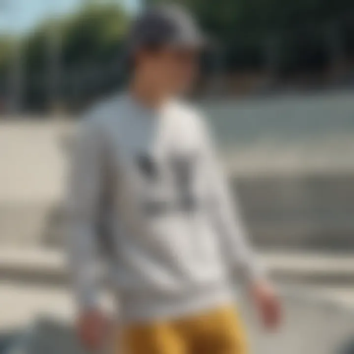 Adidas sweater worn by skateboarders in action at a skate park