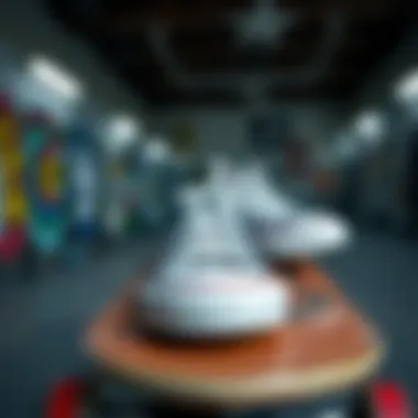 An artistic display of black canvas Chuck Taylors on a skateboard.