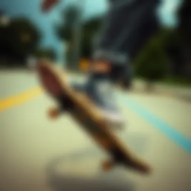 Skateboarder performing tricks while wearing black canvas Chuck Taylors.