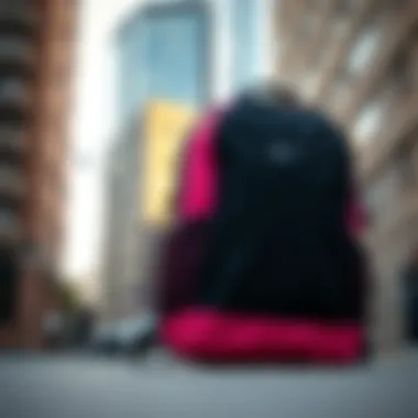 Urban Aesthetics: The Backpack's Cultural Significance Black and pink Nike backpack in an urban setting