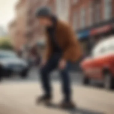 A skater wearing a Brixton wool hat in an urban setting