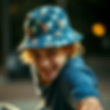 A stylish bucket hat on a skateboarder