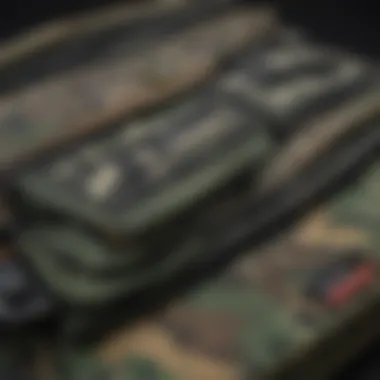 Close-up of camo pack pockets and compartments