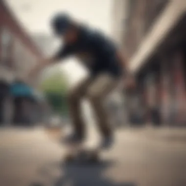 Skateboarder wearing the Champion Twill Hat in an urban setting