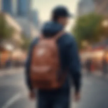 Urban skater using a Nike backpack while on the go