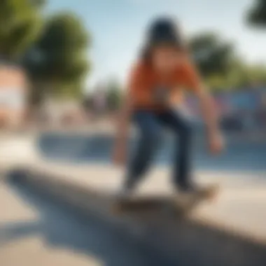 A vibrant skate park with children enjoying skateboarding