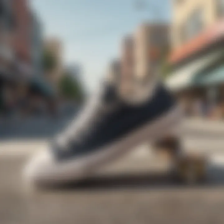 A skateboarder wearing Chuck Taylor All Star Classic Low Tops in an urban setting