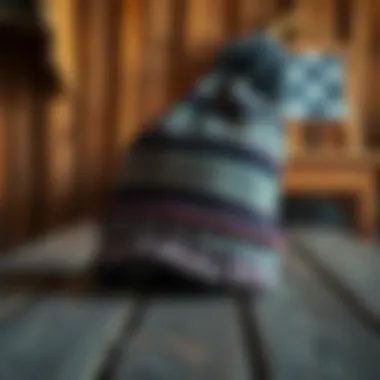 Stylish beanie displayed on a rustic wooden table