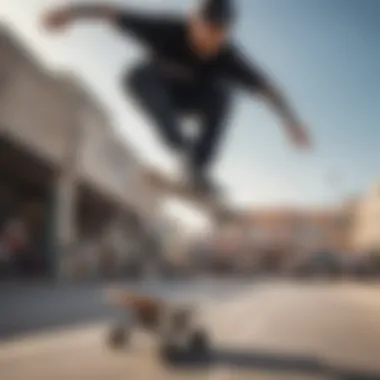 Skater practicing balance on a skateboard