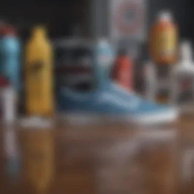 Vans shoes displayed with various cleaning supplies