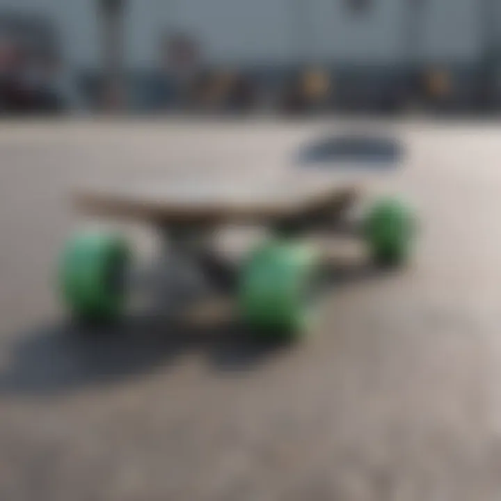 Detail view of a blind mini skateboard showcasing its unique design