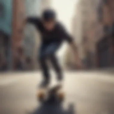 Scene depicting a skater using a blind mini skateboard in an urban setting