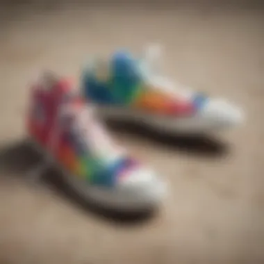 Vibrant tie dye pattern on Converse shoes