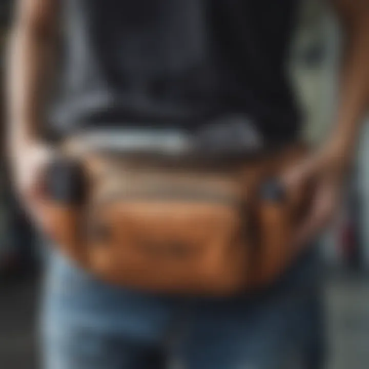 Close-up of a functional fanny pack with secure storage features