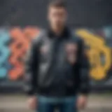 Classic Members Only jacket displayed against a graffiti wall