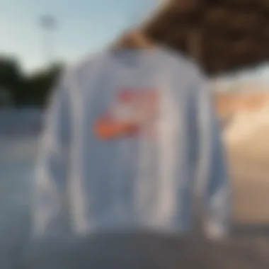 Nike pull over sweatshirt in a skate park environment