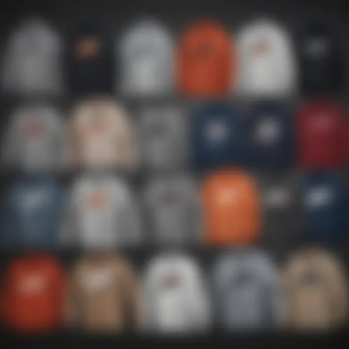 Different styles of Nike pull over sweatshirts displayed together