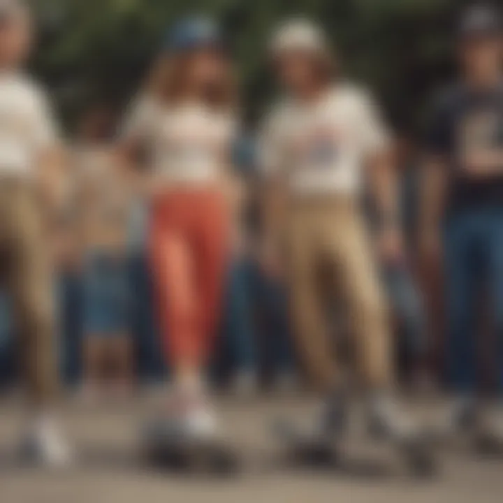 Vintage photo of early skaters wearing Dickie capris