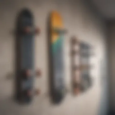 Skateboard wall storage solution showcasing sleek design