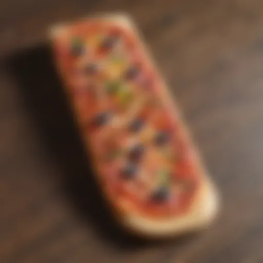 A vibrant pizza grip tape design showcasing colorful graphics