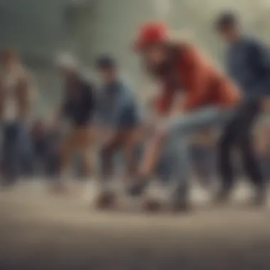 Vintage photo of skaters from the past, emphasizing the evolution of skate fashion.