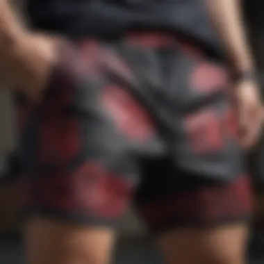 Detailed view of Akatsuki Workout Shorts showcasing fabric texture and design