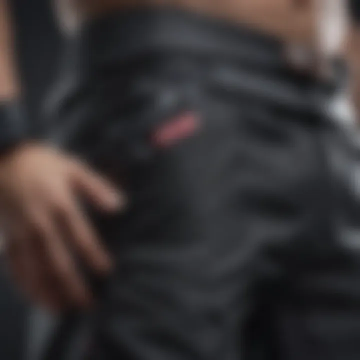 Close-up shot of Akatsuki Workout Shorts pockets and features