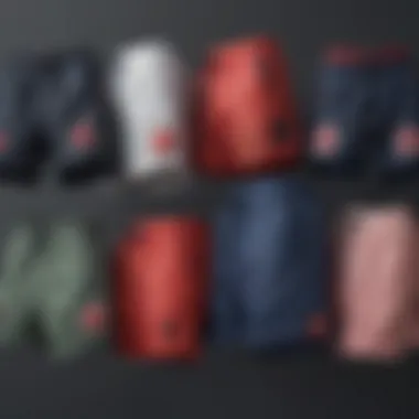 A collage highlighting different styles and color variations of Akatsuki workout shorts popular in the skateboarding community.