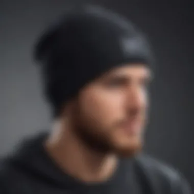 Close-up of the black Neff beanie showcasing texture and design