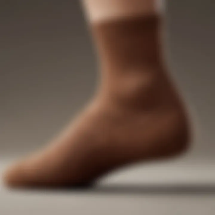 Close-up of the texture and design of brown Nike socks