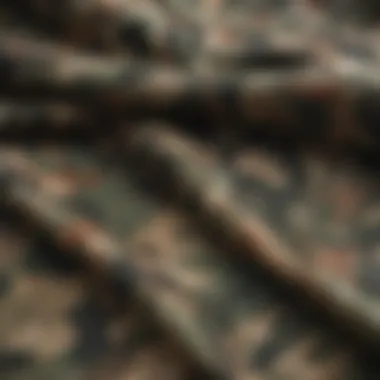 Close-up of textured camouflage Dickies fabric