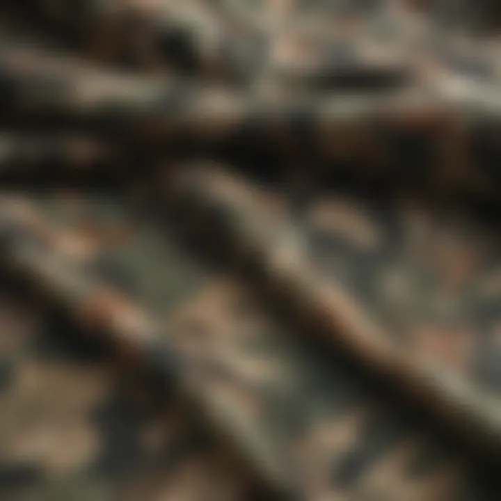 Close-up of textured camouflage Dickies fabric