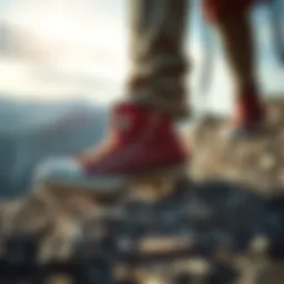Converse All Star sneakers on rocky terrain