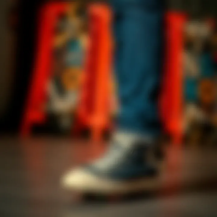 Skateboarder wearing Chuck Taylor sneakers