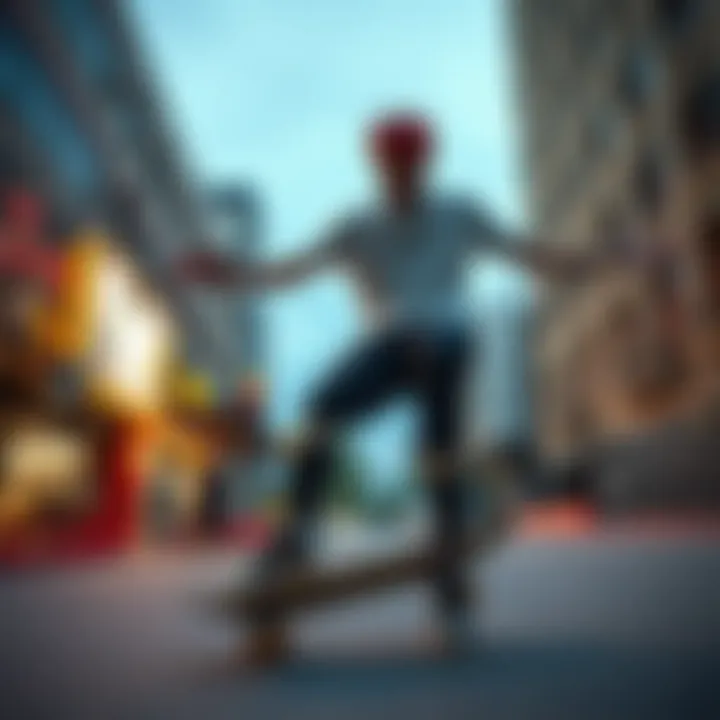 Skater performing tricks on a 7.75 Creature Skateboard in an urban environment