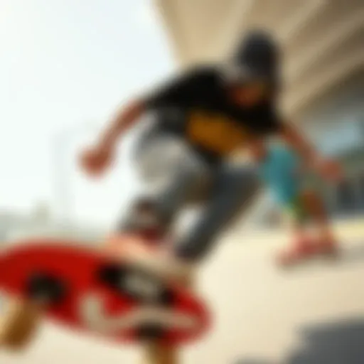 Dynamic skateboarding scene featuring Crooks and Castles apparel
