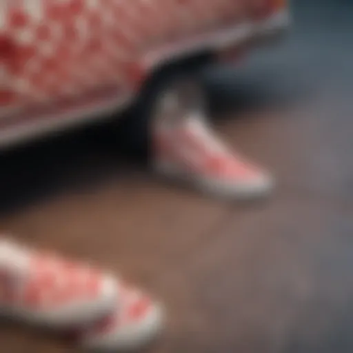 A close-up view of the iconic red and white check Vans showcasing their unique pattern