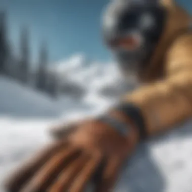 Snowboarder showcasing Dakine Scout Gloves while navigating through snowy terrain