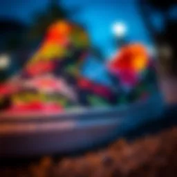 A close-up of Hawaiian Vans Slip-On showcasing their unique design patterns inspired by tropical motifs