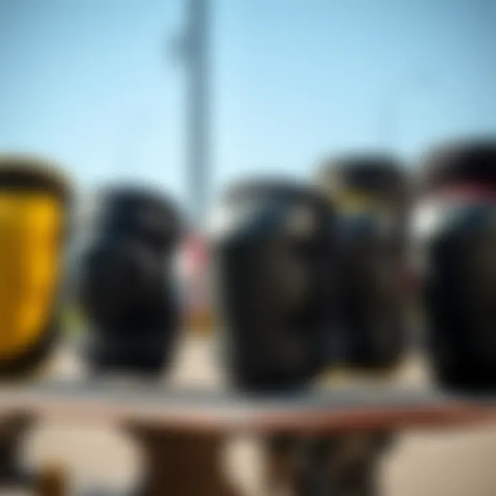 Different types of knee protectors displayed