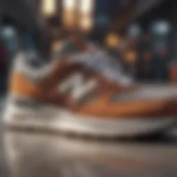 Close-up of New Balance lifestyle shoe design showcasing innovative materials