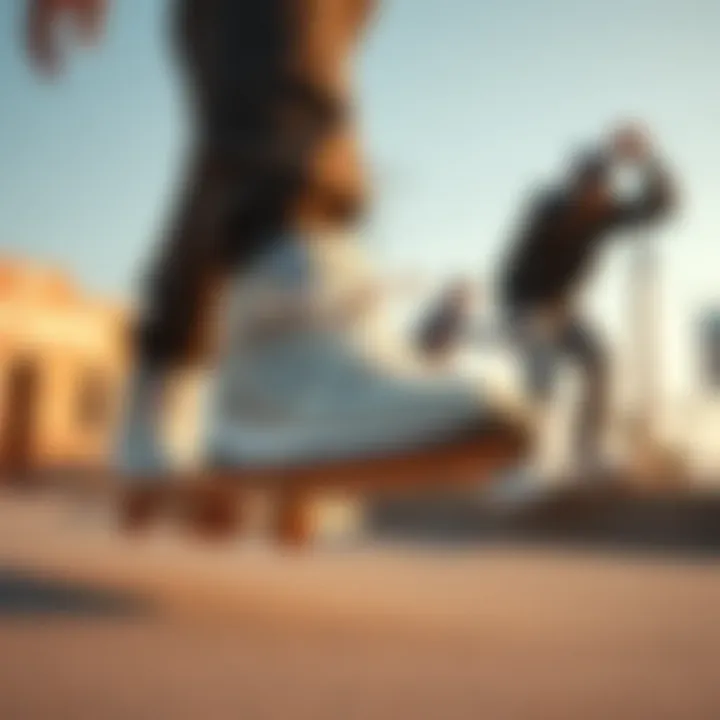 Style and Individuality in Skate Culture Skaters expressing style and individuality while wearing New Balance wide skate shoes