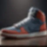 Close-up of Nike hi-top trainer showcasing unique design elements