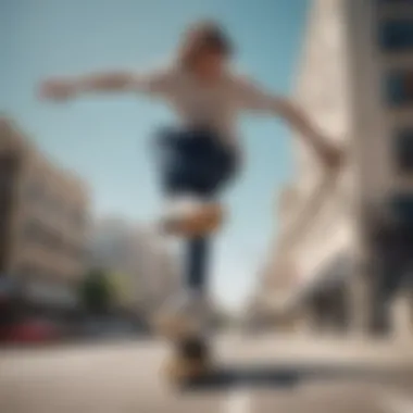 A skateboarder performing tricks wearing Nike Janoski shoes