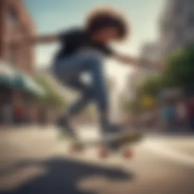 A vibrant scene of a skateboarding event showcasing diversity and inclusivity