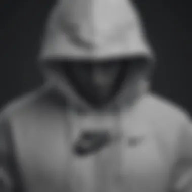 Detailed view of the Nike Sportswear Club Hoodie hood and drawstrings.