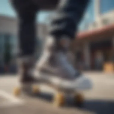 Skateboarder performing tricks in non-slip Converse high tops