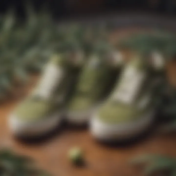 Different styles of olive colored Vans