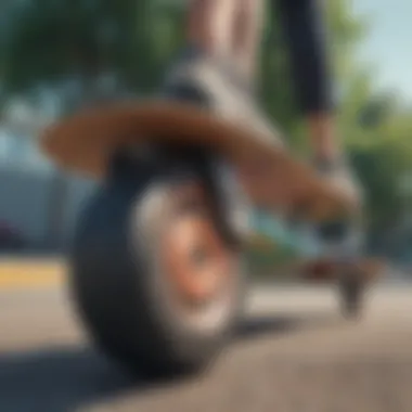 Innovative Design of One-Wheel Skateboards Close-up of one-wheel skateboard showcasing its unique design and features