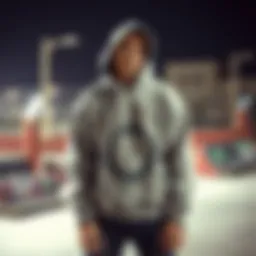 A stylish hoodie showcased against a skate park backdrop